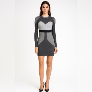 Torn by Ronny Kobo Contour Illusion Bodycon Dress XS Gray Quiet Luxury Office